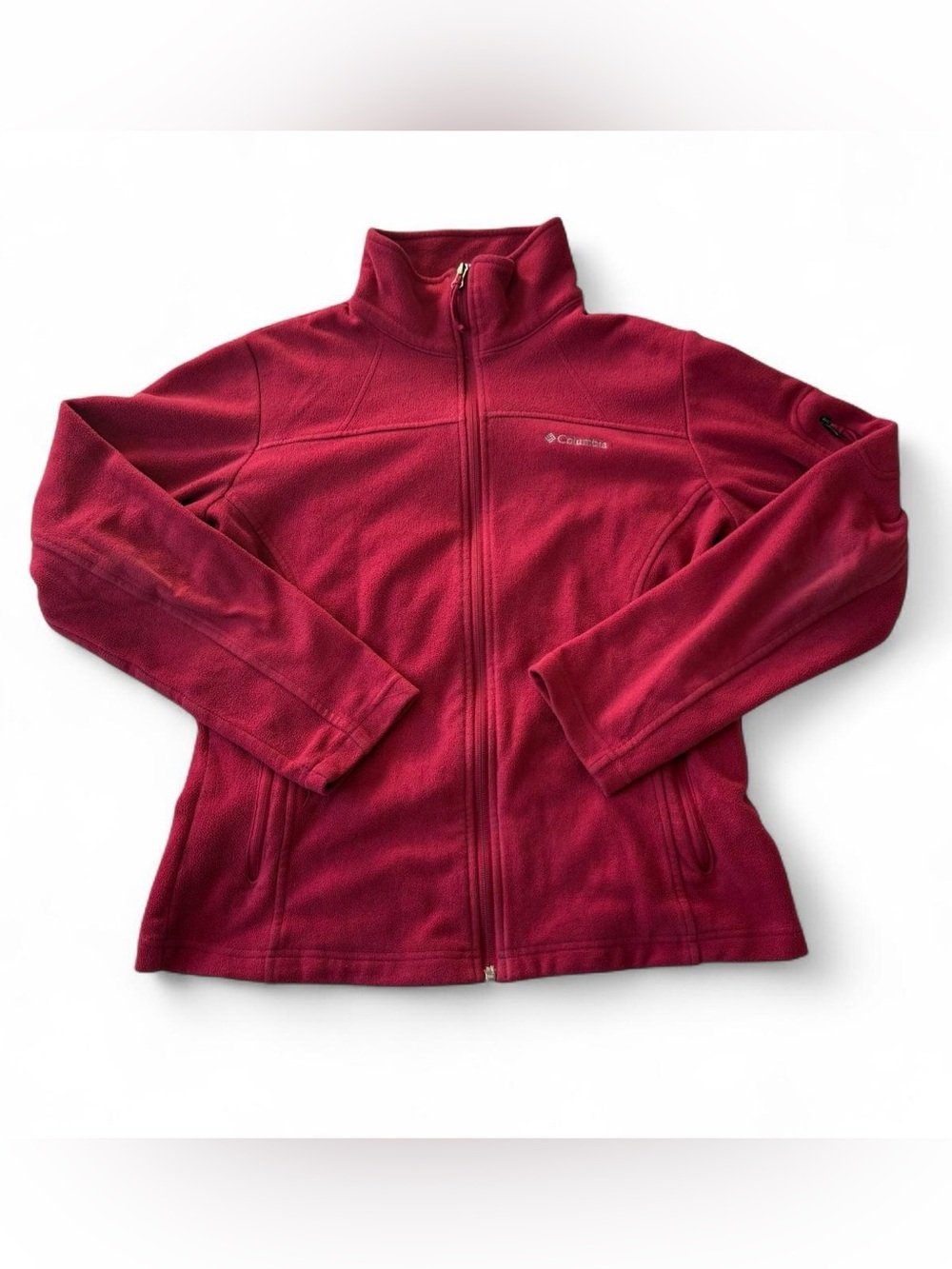 Women’s Columbia red zip up fleece sweater